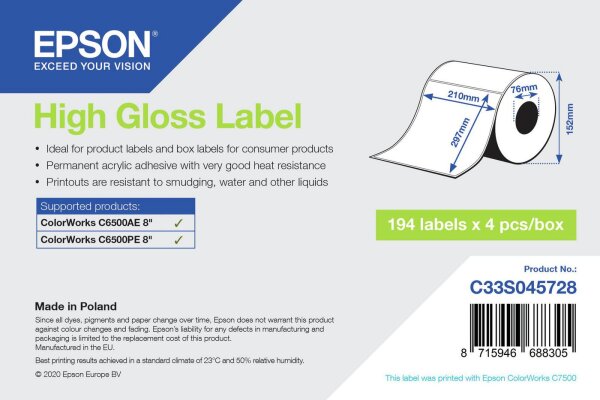 Epson Printer Label White  • C33S045728