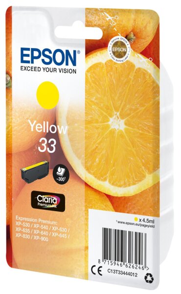 Epson Cartouche Oranges Ink Claria • C13T33444022