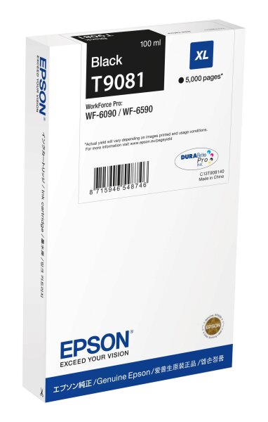 Epson Wf-6Xxx Ink Cartridge Black Xl • C13T90814N