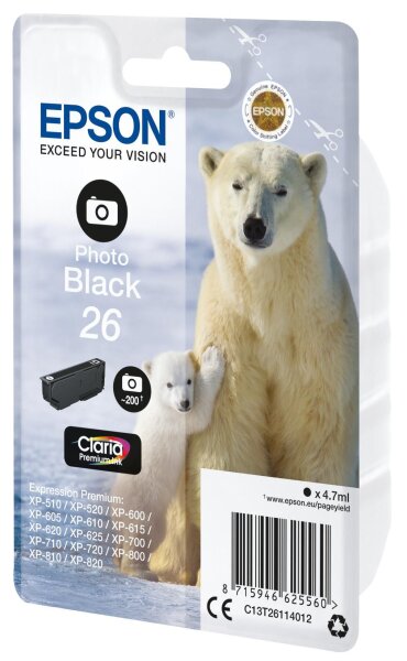 Epson 26 ink cartr photo black • C13T26114012