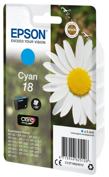 Epson 18 ink cartridge cyan • C13T18024012